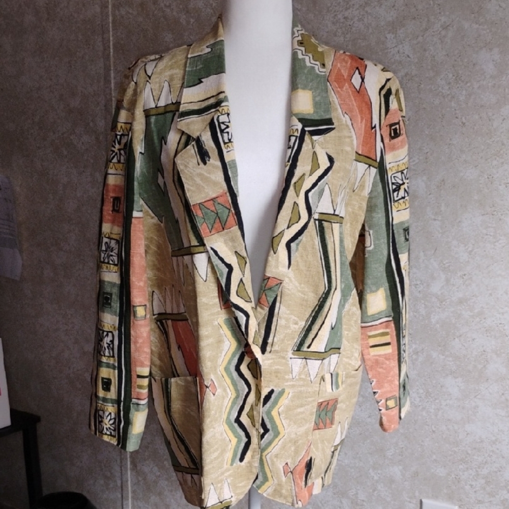 Geometric Pattern Women's Blazer - image 1